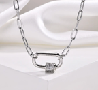 Carabiner Paperclip Charm Necklace -Gold