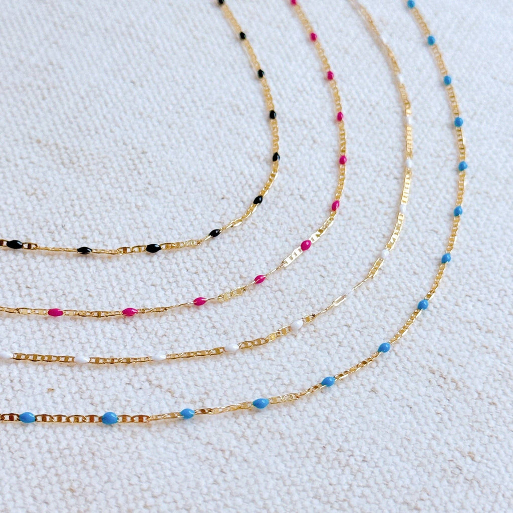 Color Pop Enamel Chain Necklace: Pink