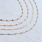 Color Pop Enamel Chain Necklace: Pink