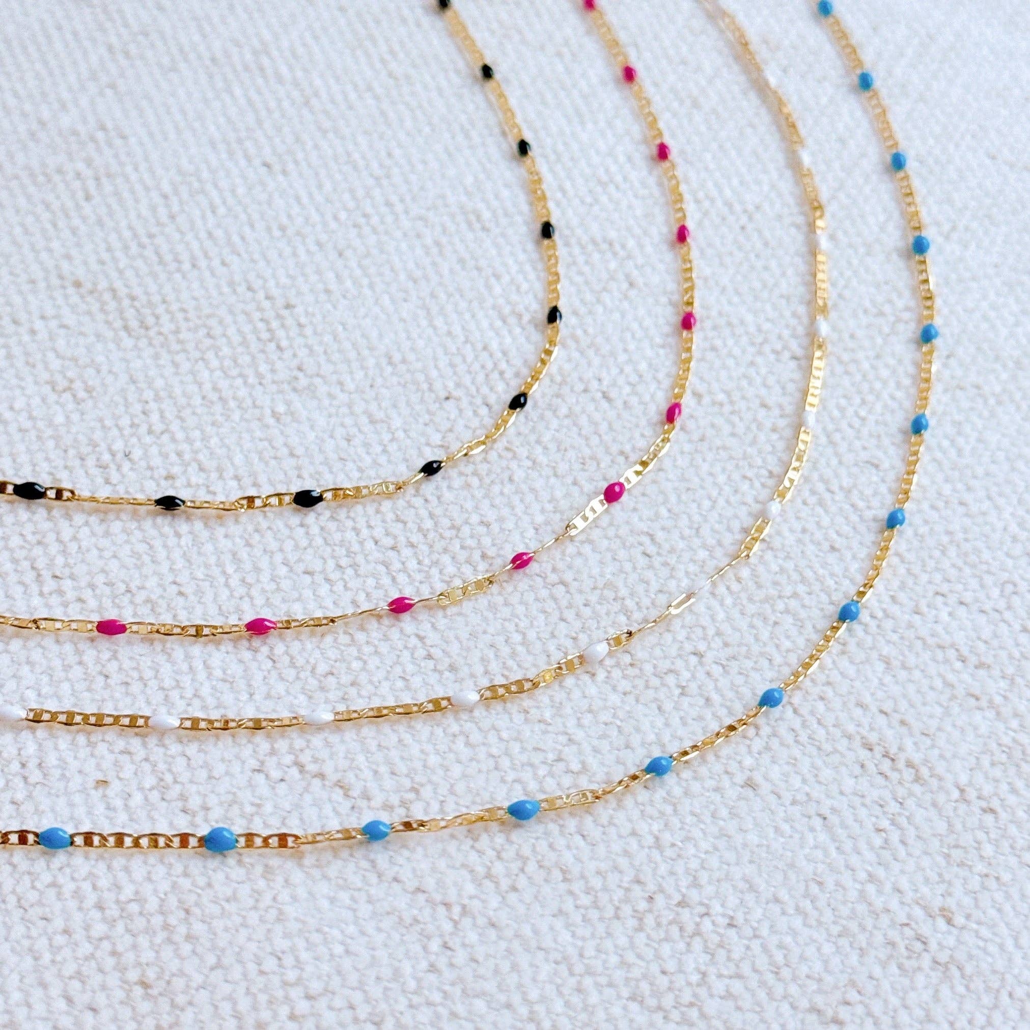 Color Pop Enamel Chain Necklace: Pink