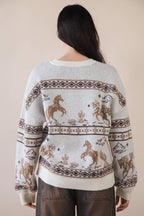 Oversized Western Graphic Knit Sweater