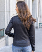 Leather Like Cafe Race Jacket in Black