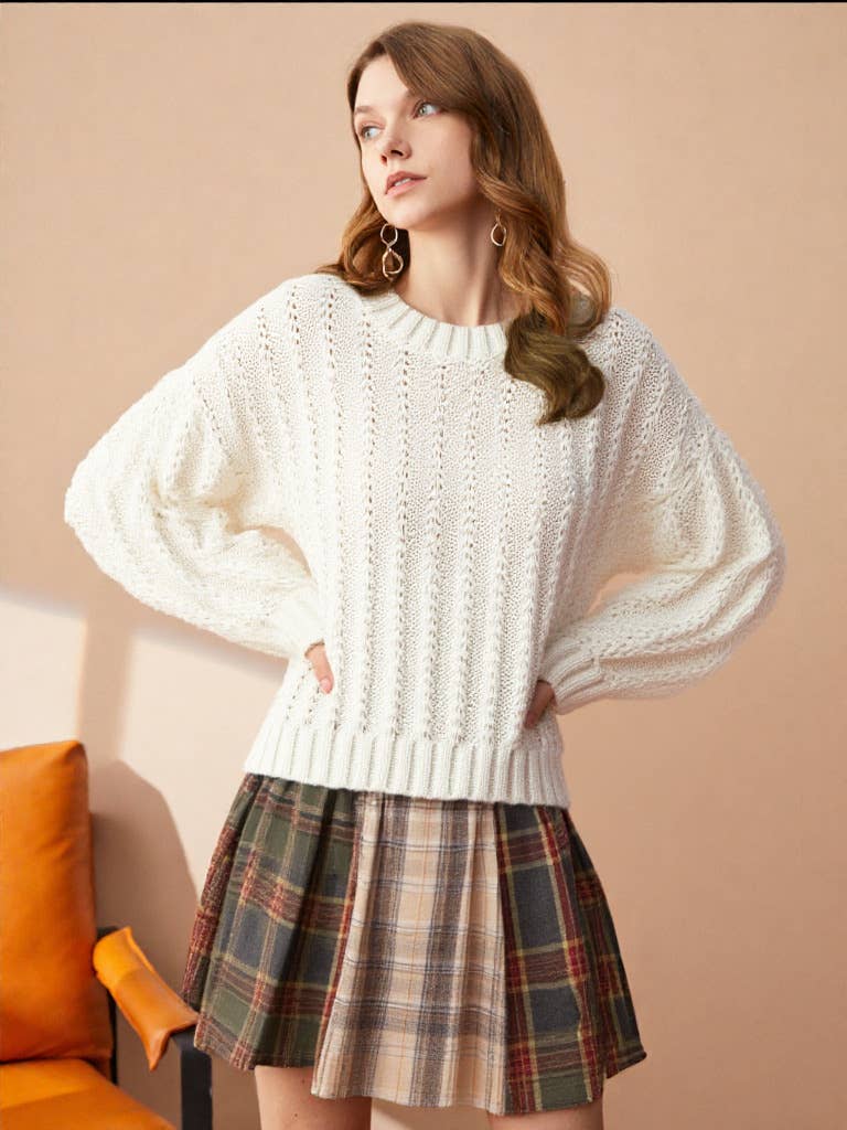 Lace Trim Oversized Knit Sweater