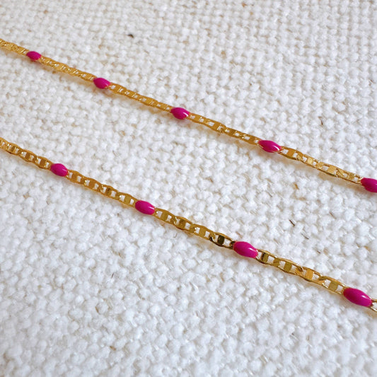 Color Pop Enamel Chain Necklace: Pink