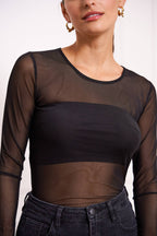 Stretch mesh top - Taupe