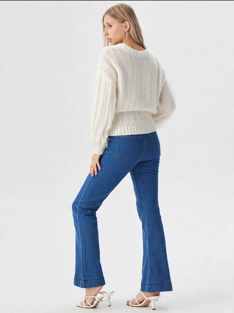 Lace Trim Oversized Knit Sweater