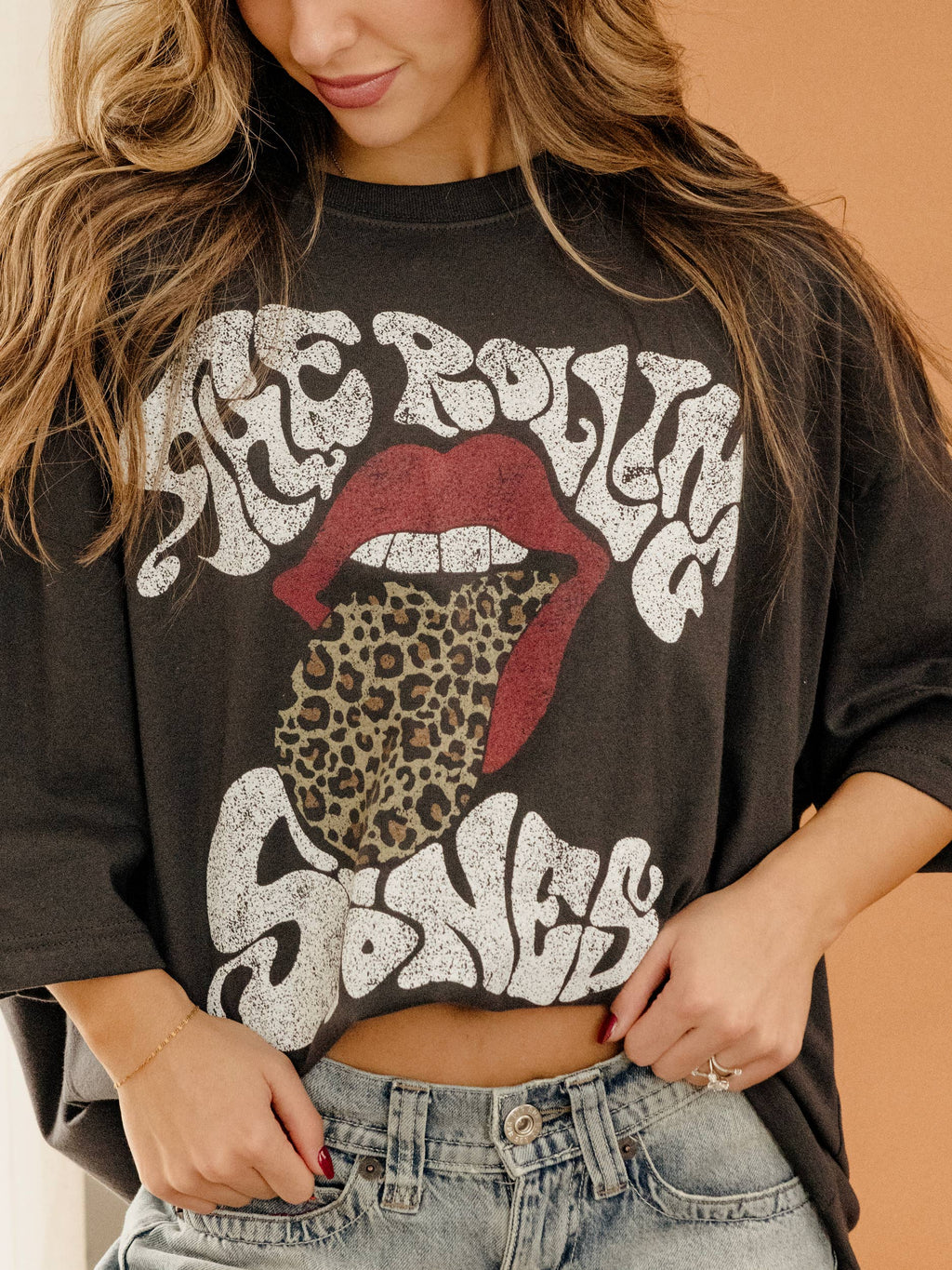 Rolling Stones Leopard Oversized Tshirt