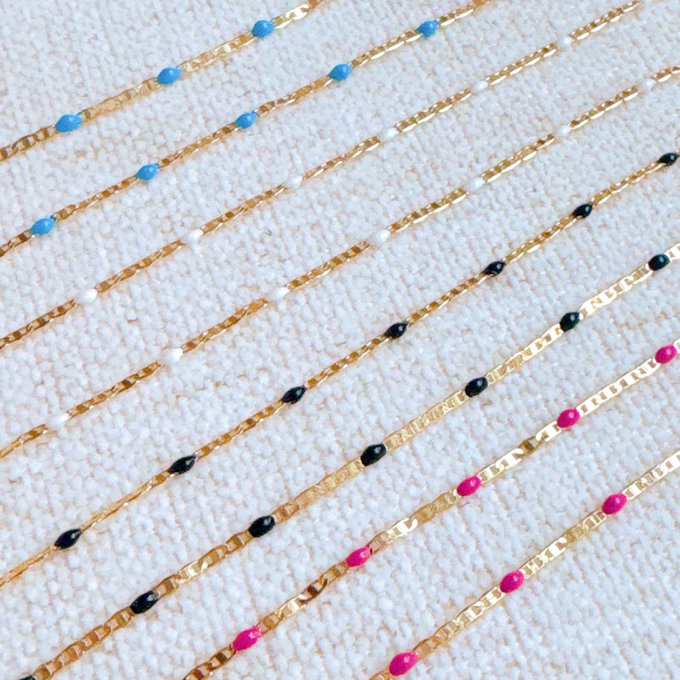 Color Pop Enamel Chain Necklace: Pink