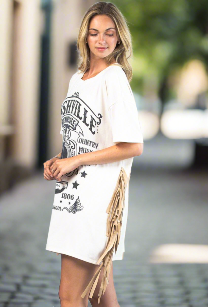 Nashville Fringe Tshirt Dress