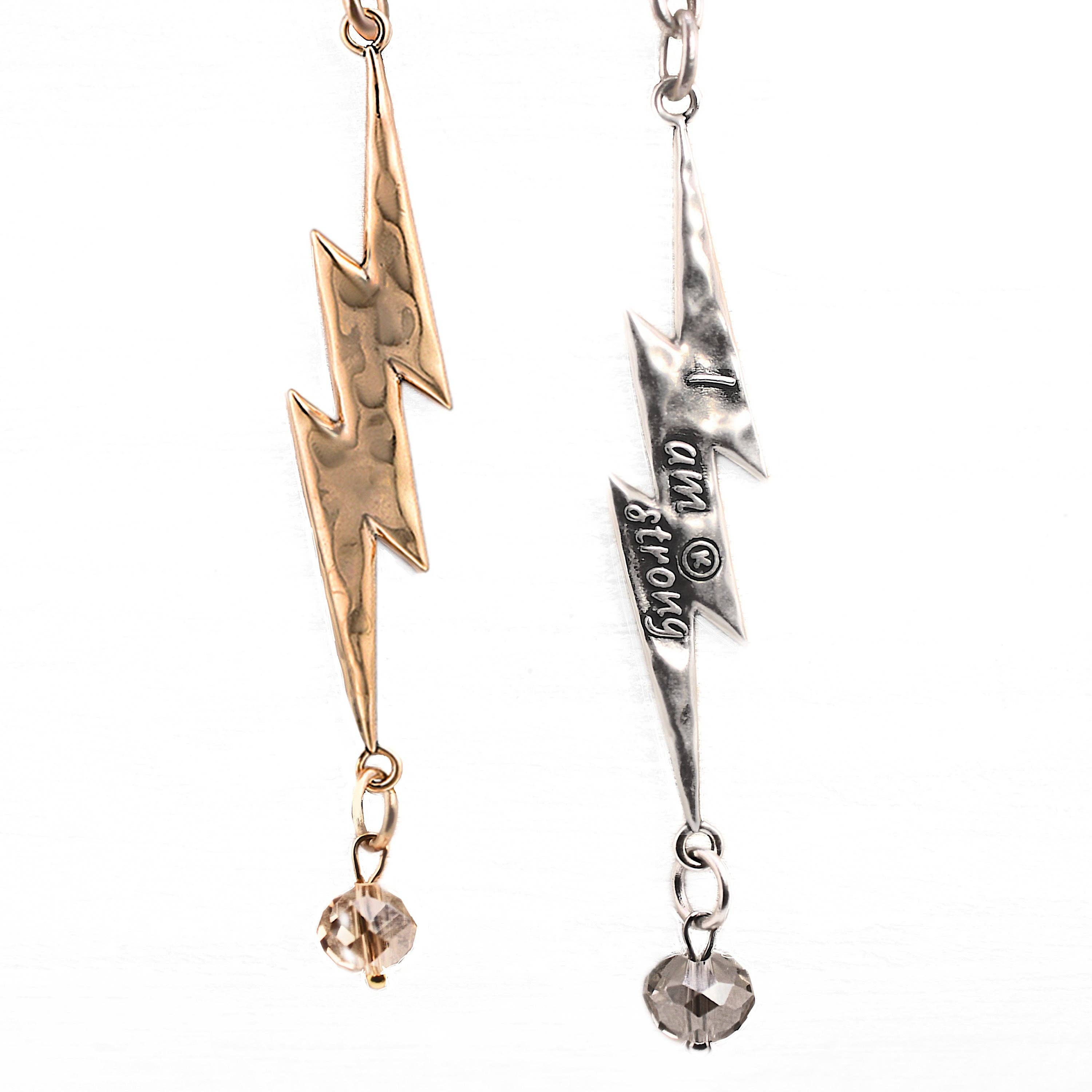 I Am Strong Lightning Bolt Choker Necklace: Silver / M/L (22")