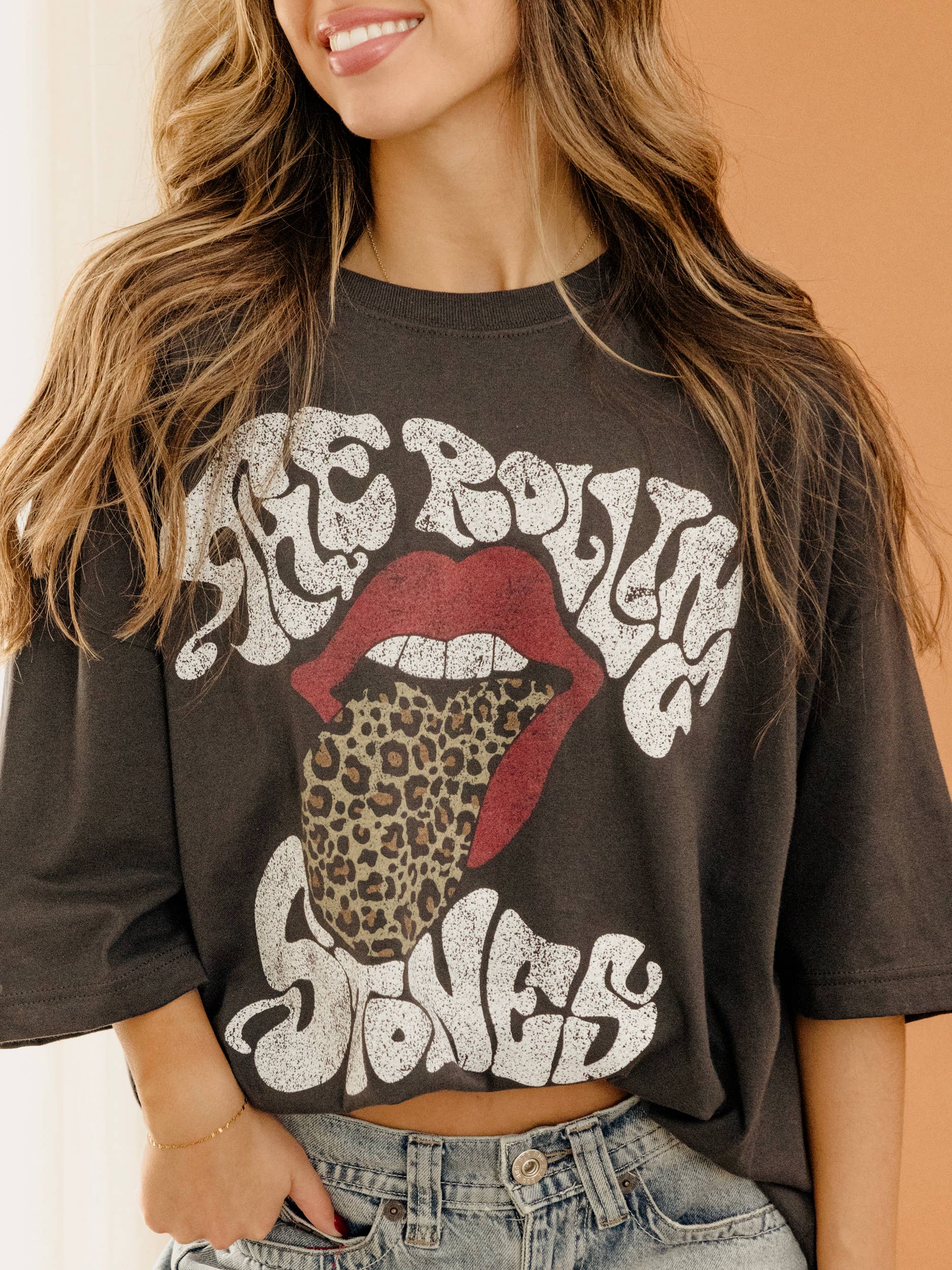 Rolling Stones Leopard Oversized Tshirt