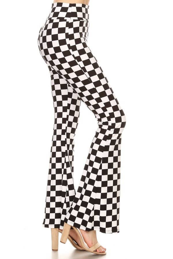 Checkered Bell Bottom Flare Pants