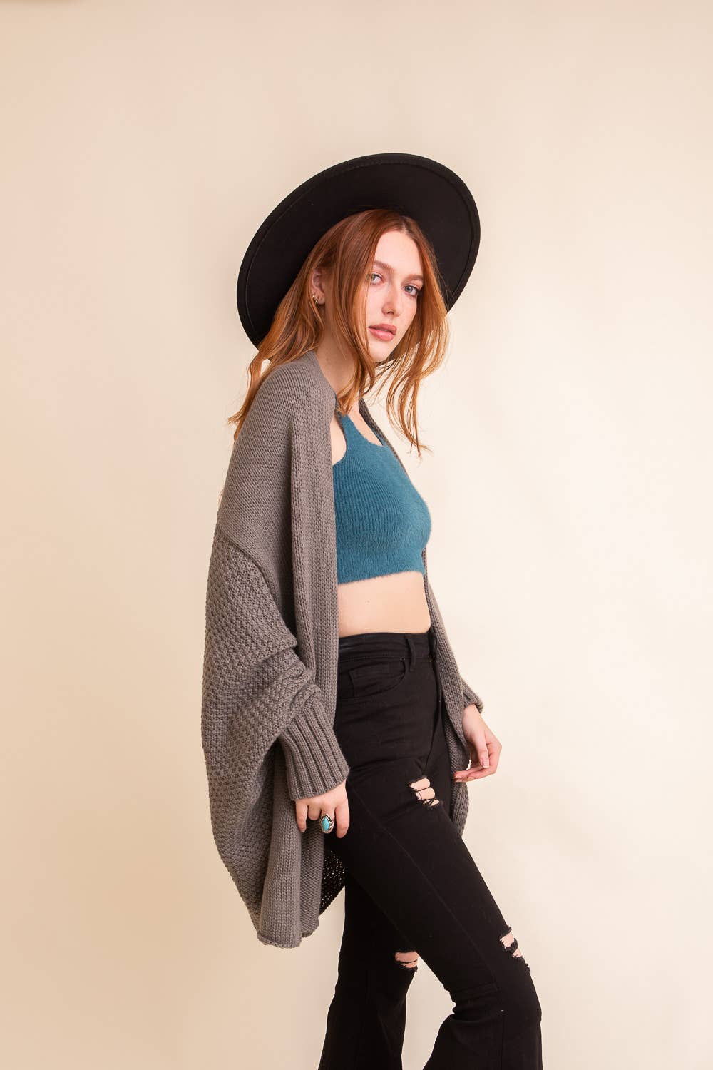 Bat Sleeve Knit Cardigan