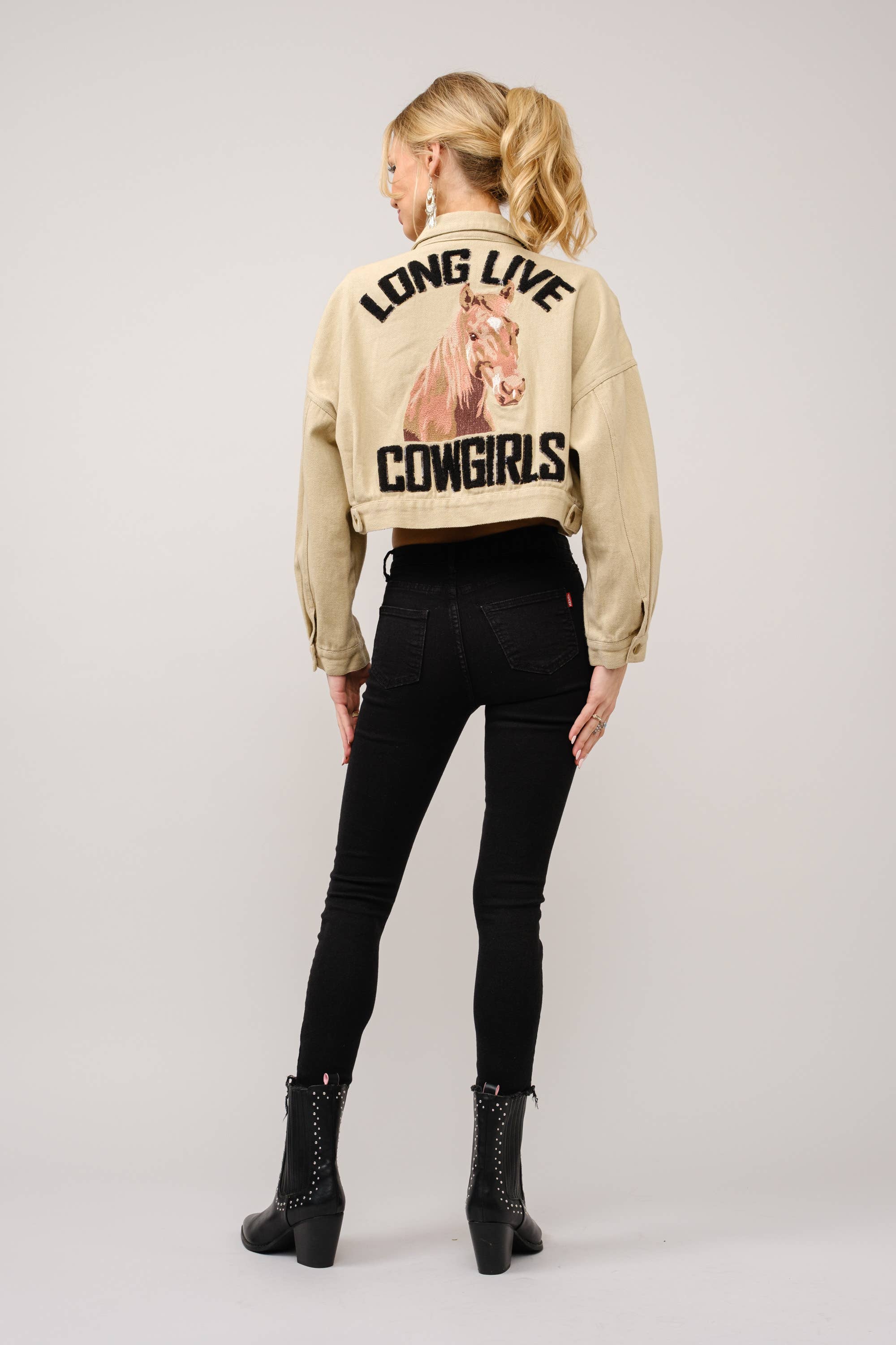 Long Live Cowgirls Patch  Denim Jacket