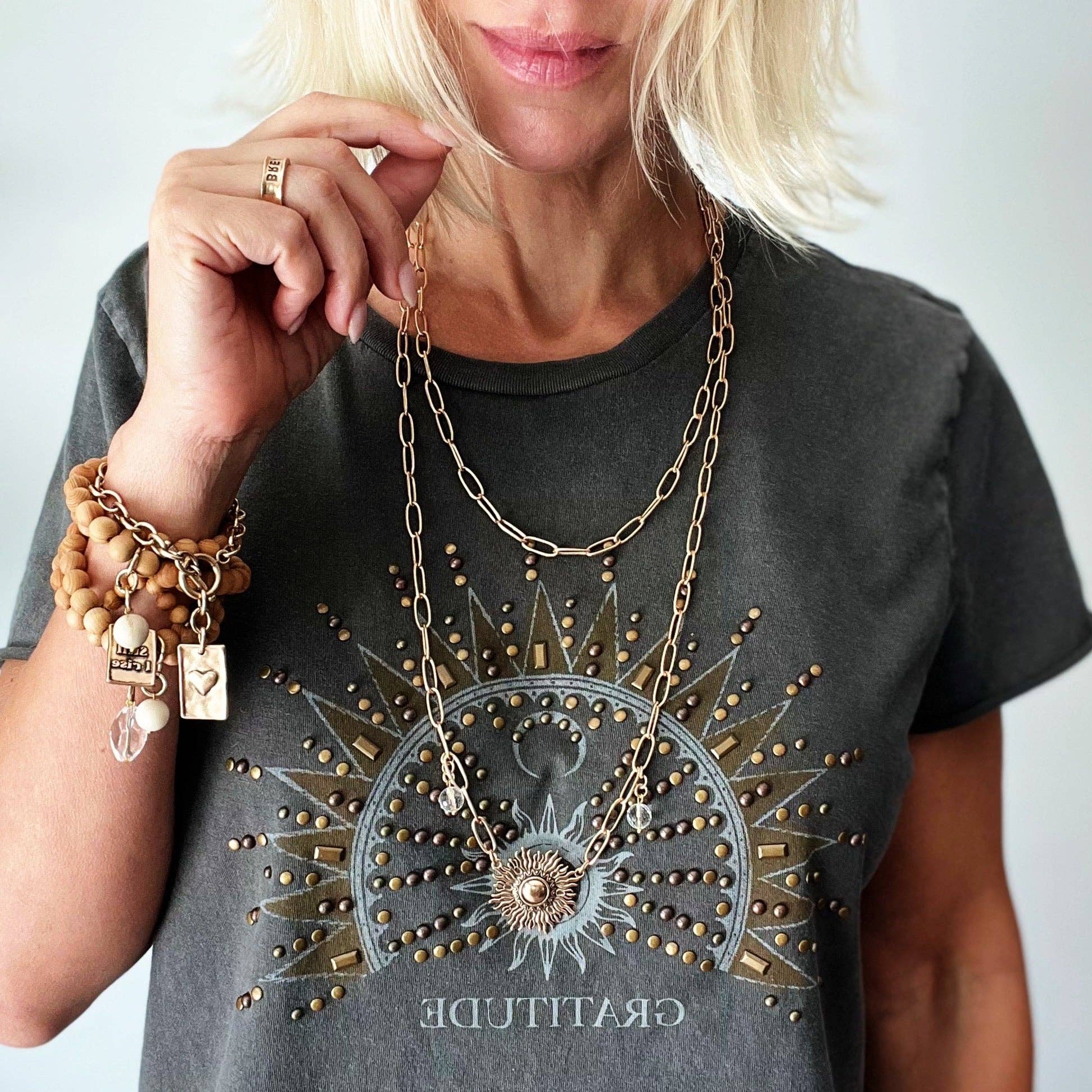 Perfectly Imperfect Starburst Long Chain Necklace: Silver Finish