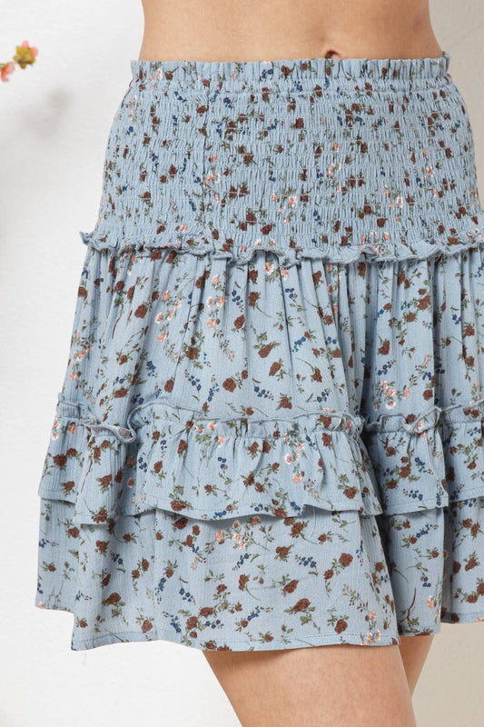 Smocked Ruffle Tiered Skirt