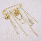 Western Charm Pin Brooch – Gold Safety Pin Style with Charms