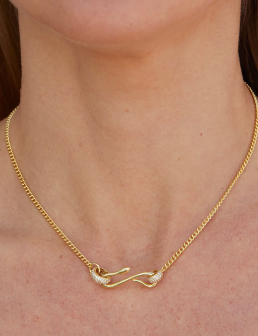 Snake Pendant Pavé Charm Necklace 
