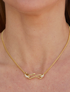 Snake Pendant Pavé Charm Necklace 
