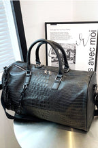 Black Faux Leather Weekender Bag