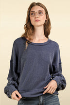 CREW NECK BALLOON SLEEVE SHIRT