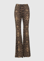 Leopard Bell Bottom Flare Leggings