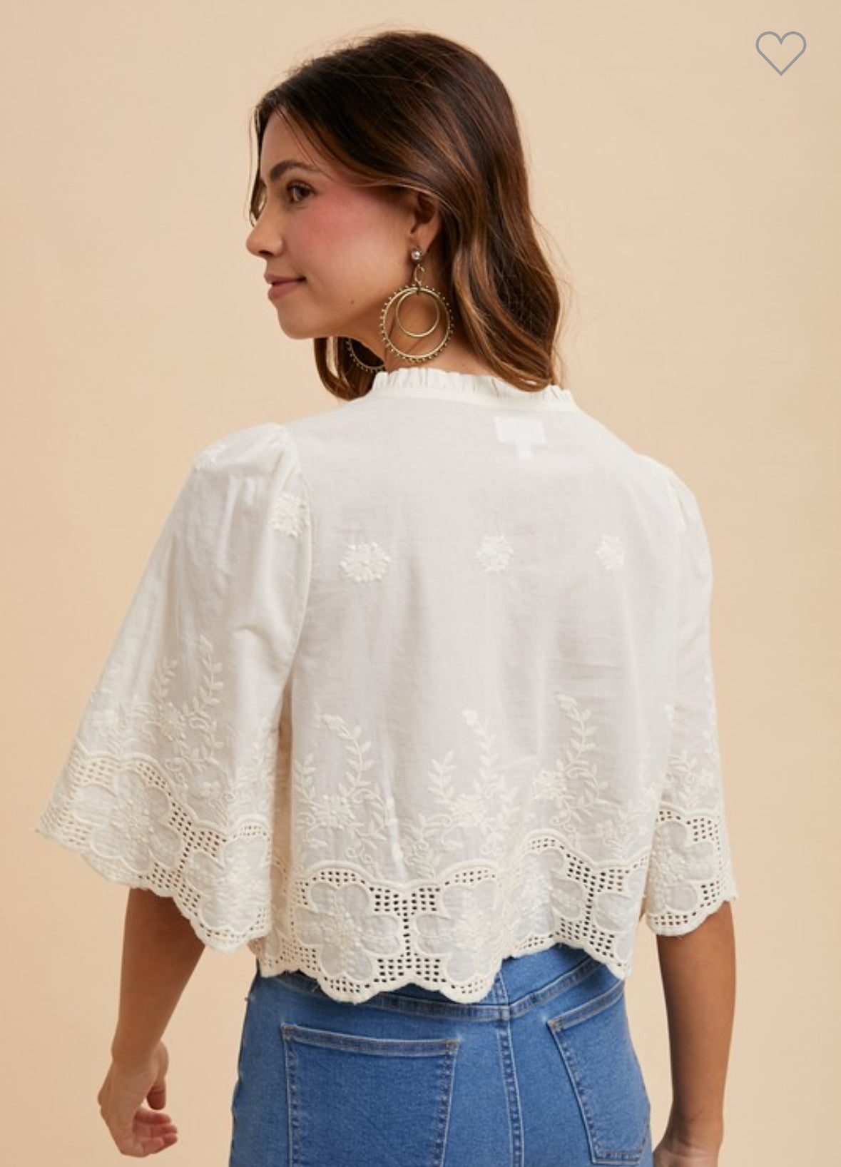 Tie Front Embroidered Blouse