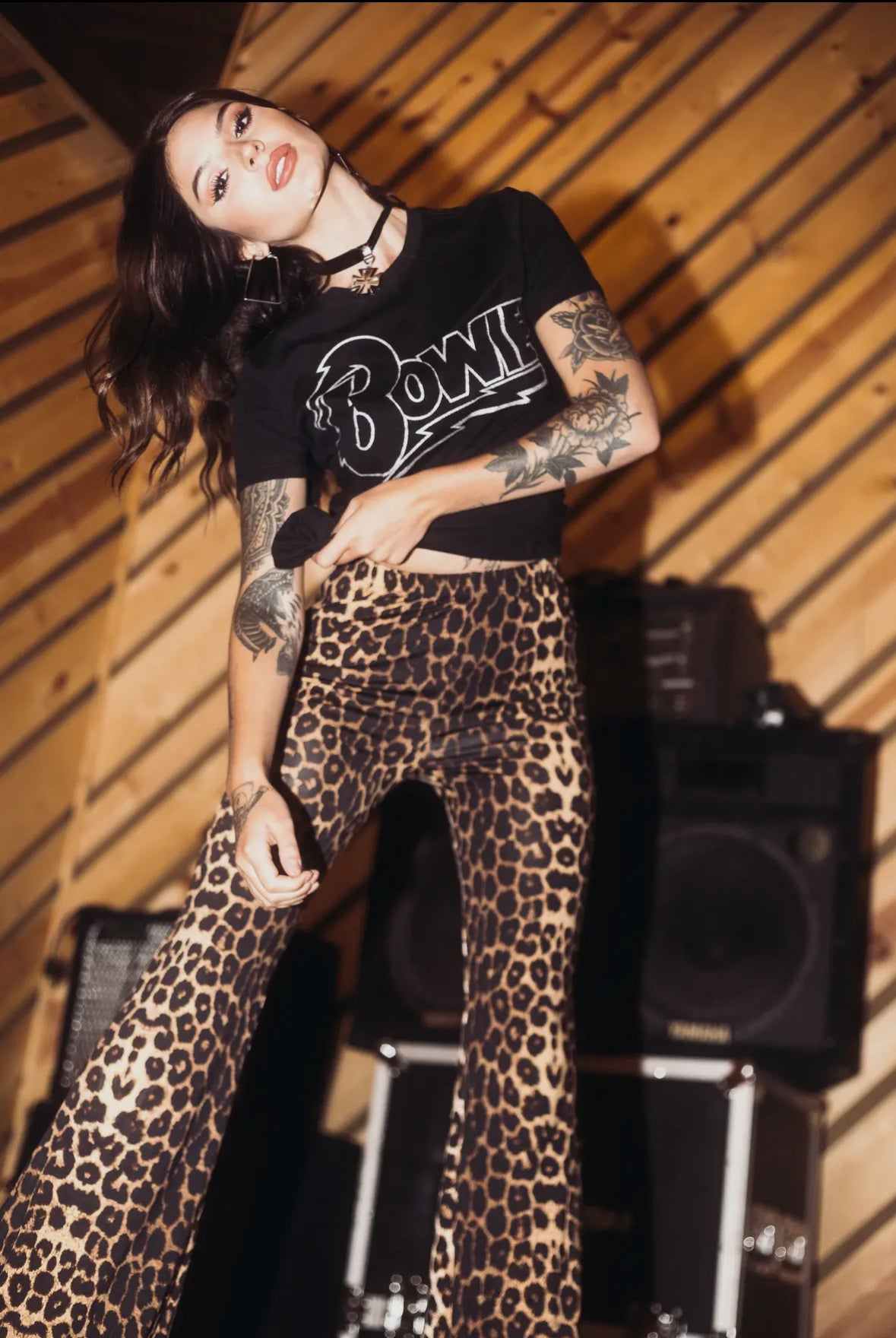 Leopard Bell Bottom Flare Leggings