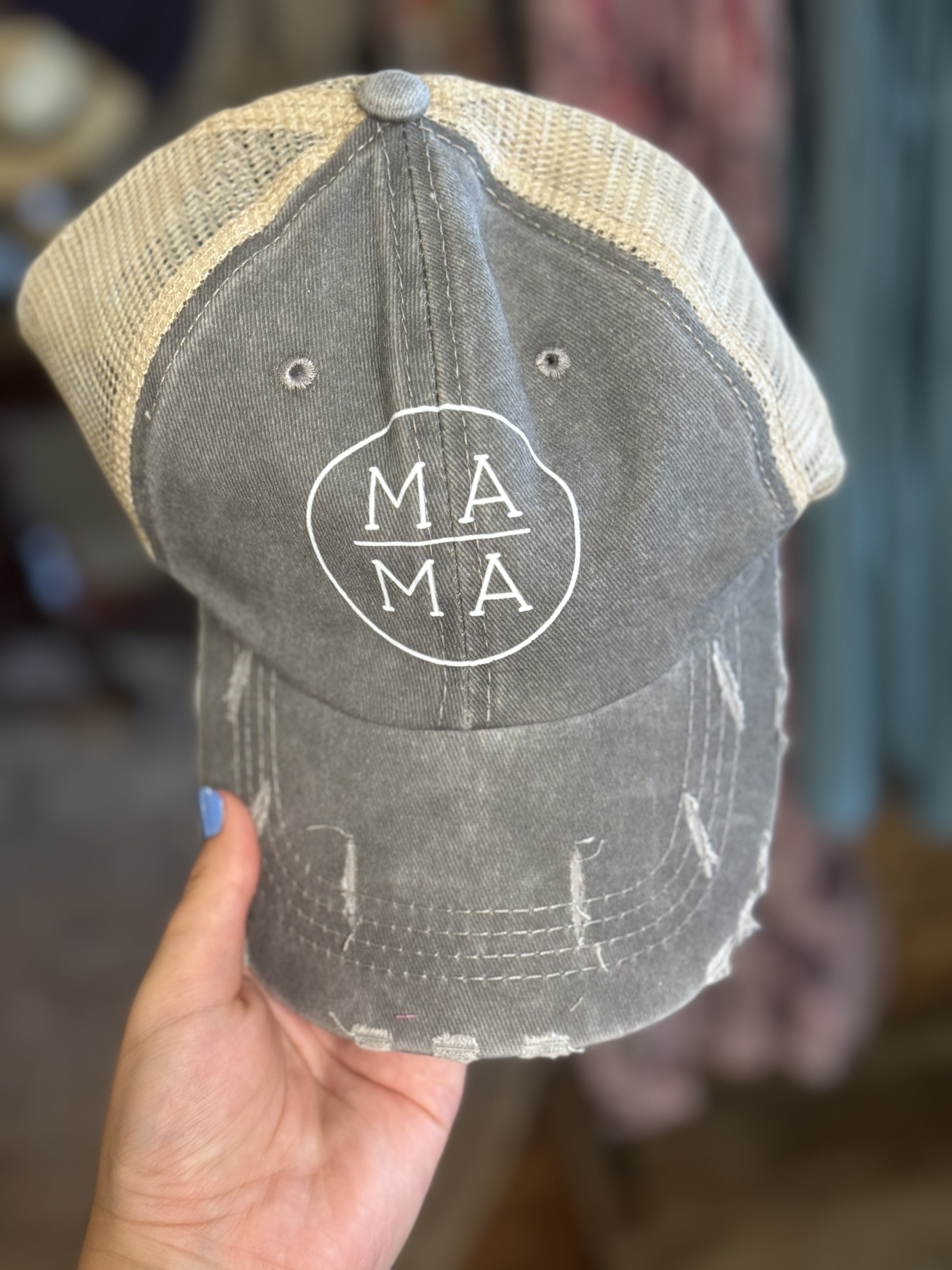 Mom Distressed Hats