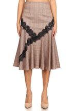 PLAID LACE TRIM SKIRT
