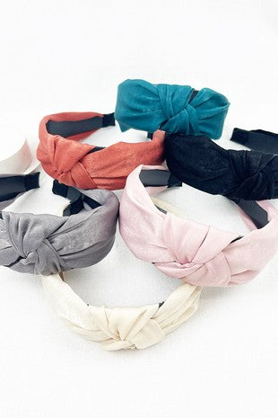 Solid Matte Satin Twisted Headband