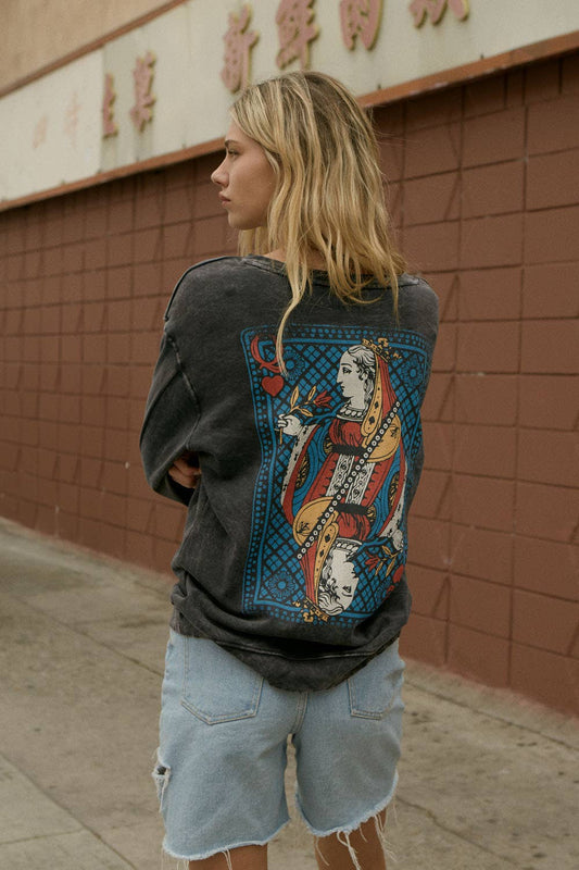 Queen of Hearts Vintage Wash Sweatshirt