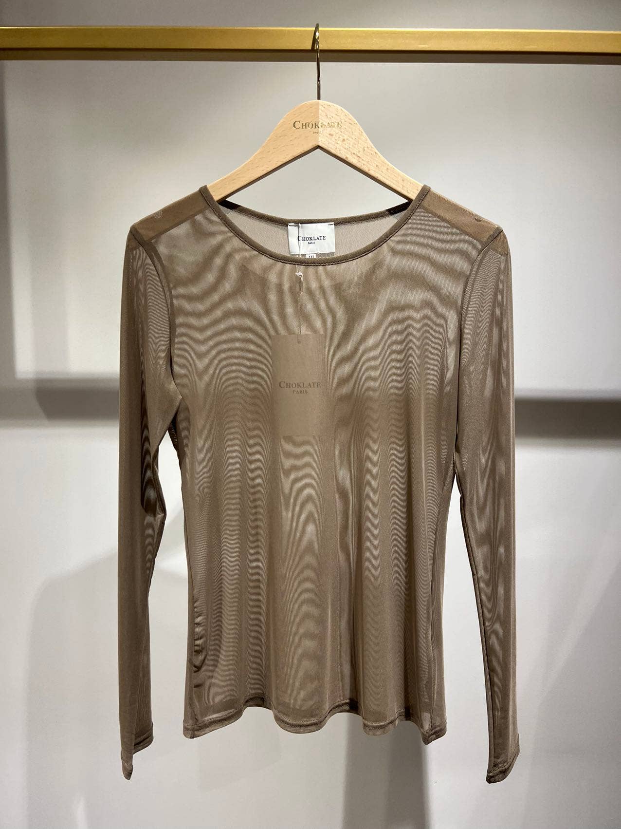 Stretch mesh top - Taupe