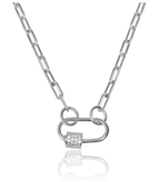 Carabiner Paperclip Charm Necklace -Gold