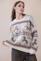 Oversized Western Graphic Knit Sweater