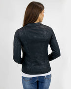 Leather Like Cafe Race Jacket in Black