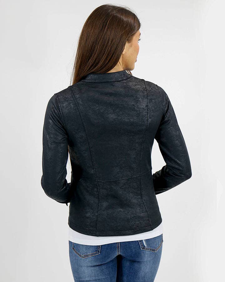 Leather Like Cafe Race Jacket in Black