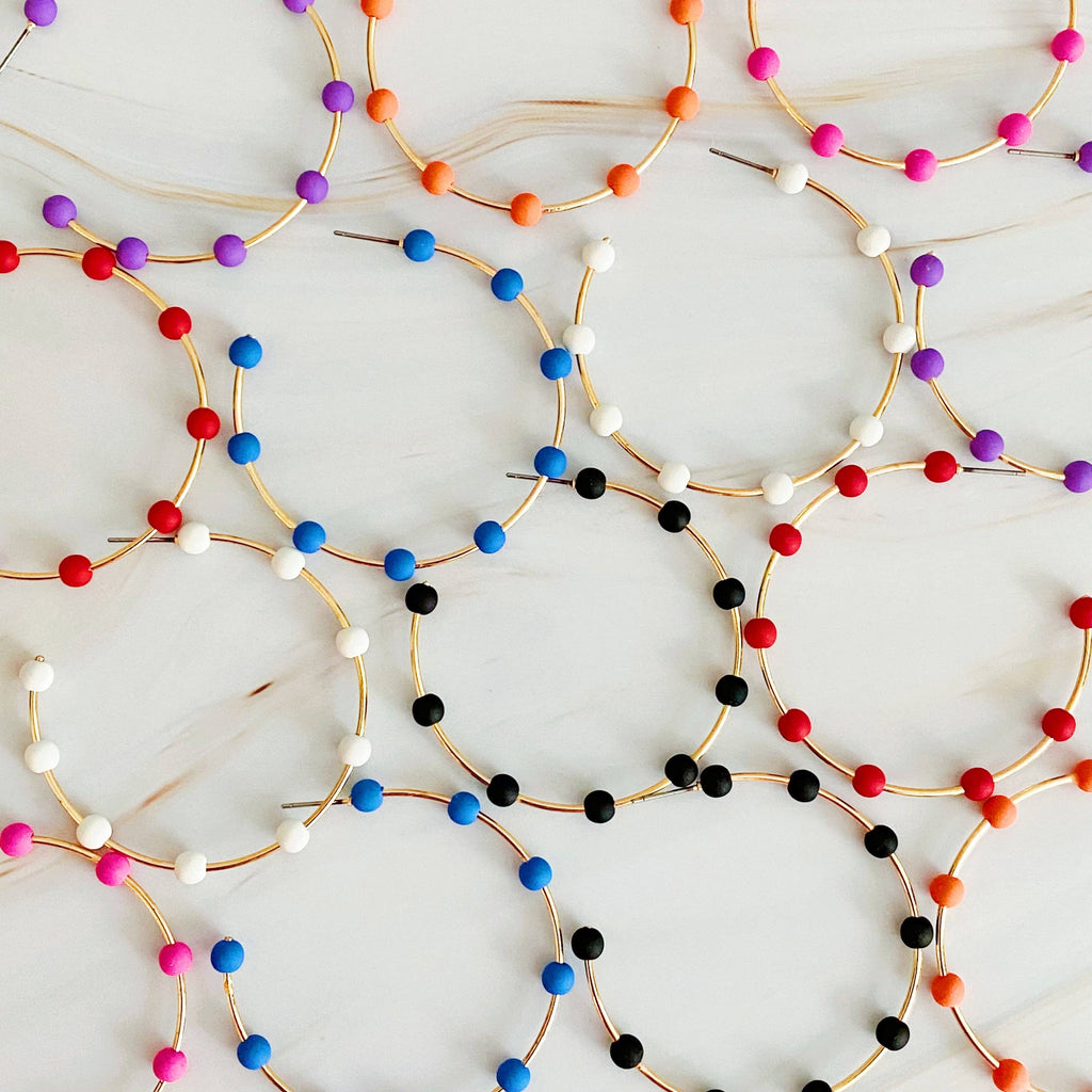 Games On Cloud Nine Hoop Earrings: Fuchsia