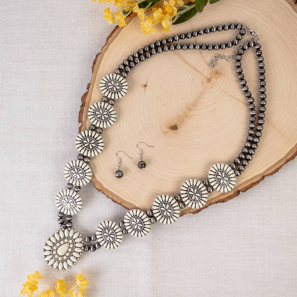 Squash Blossom Necklace: Ivory & Silver