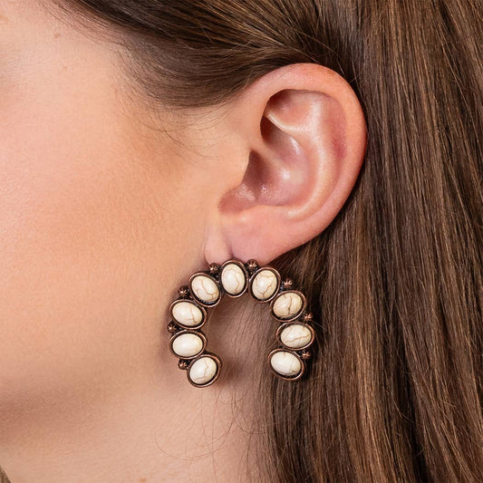 Squash Blossom Earrings: Ivory & Copper