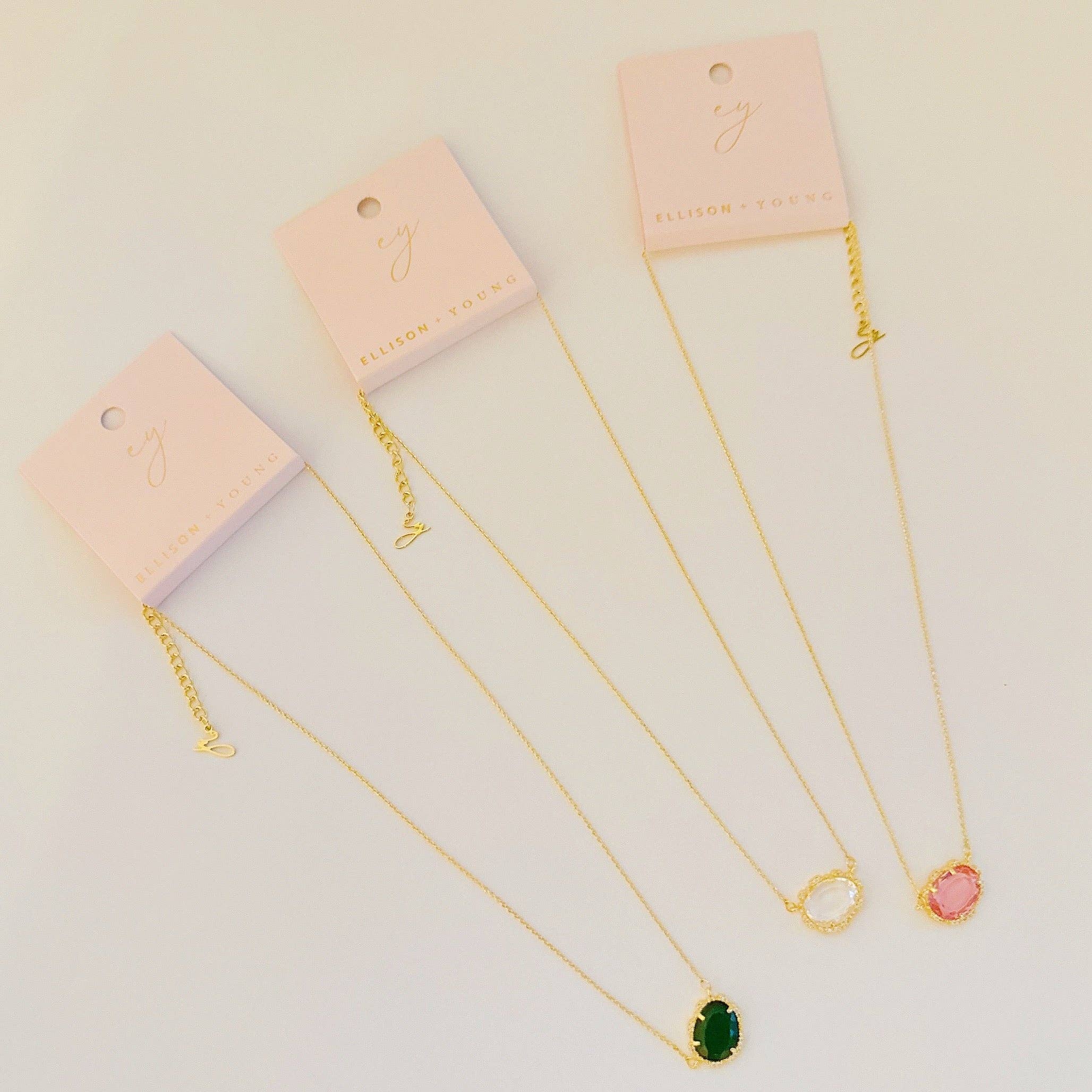 Clustered Glass Jewel Necklace: Pink