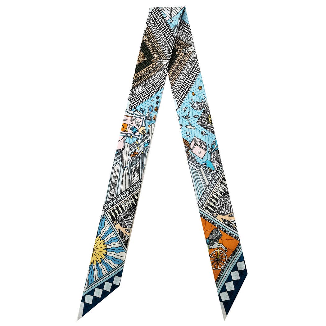 Colorful Geometric Pattern Light Weight Scarf: BLU / ONE SIZE
