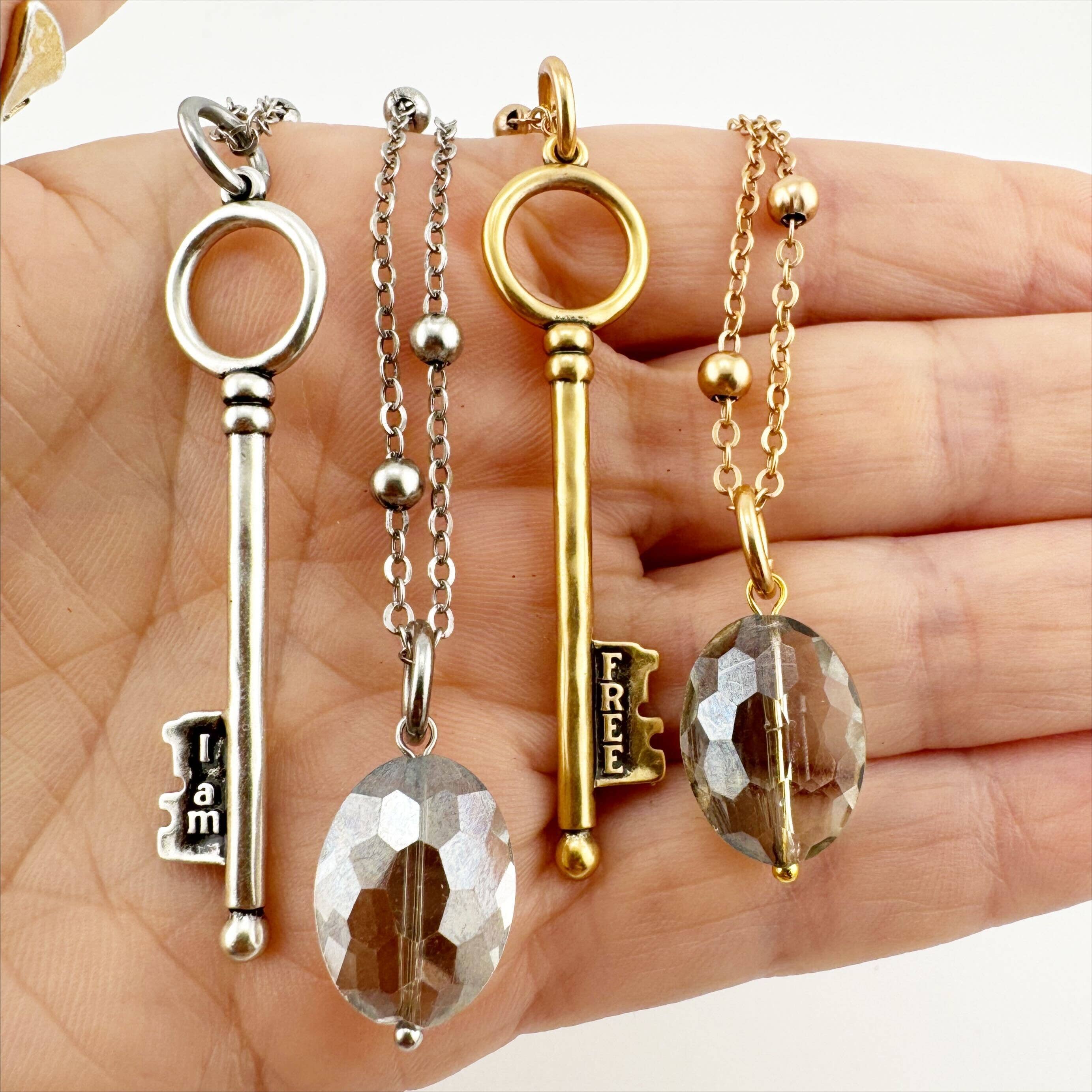 I Am Free Key Dainty Necklace: Gold