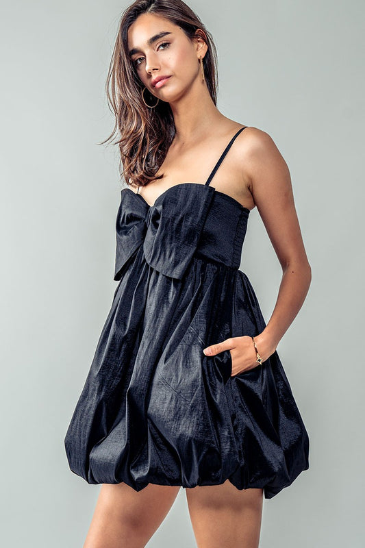 Big Bow Satin Cocktail Dress