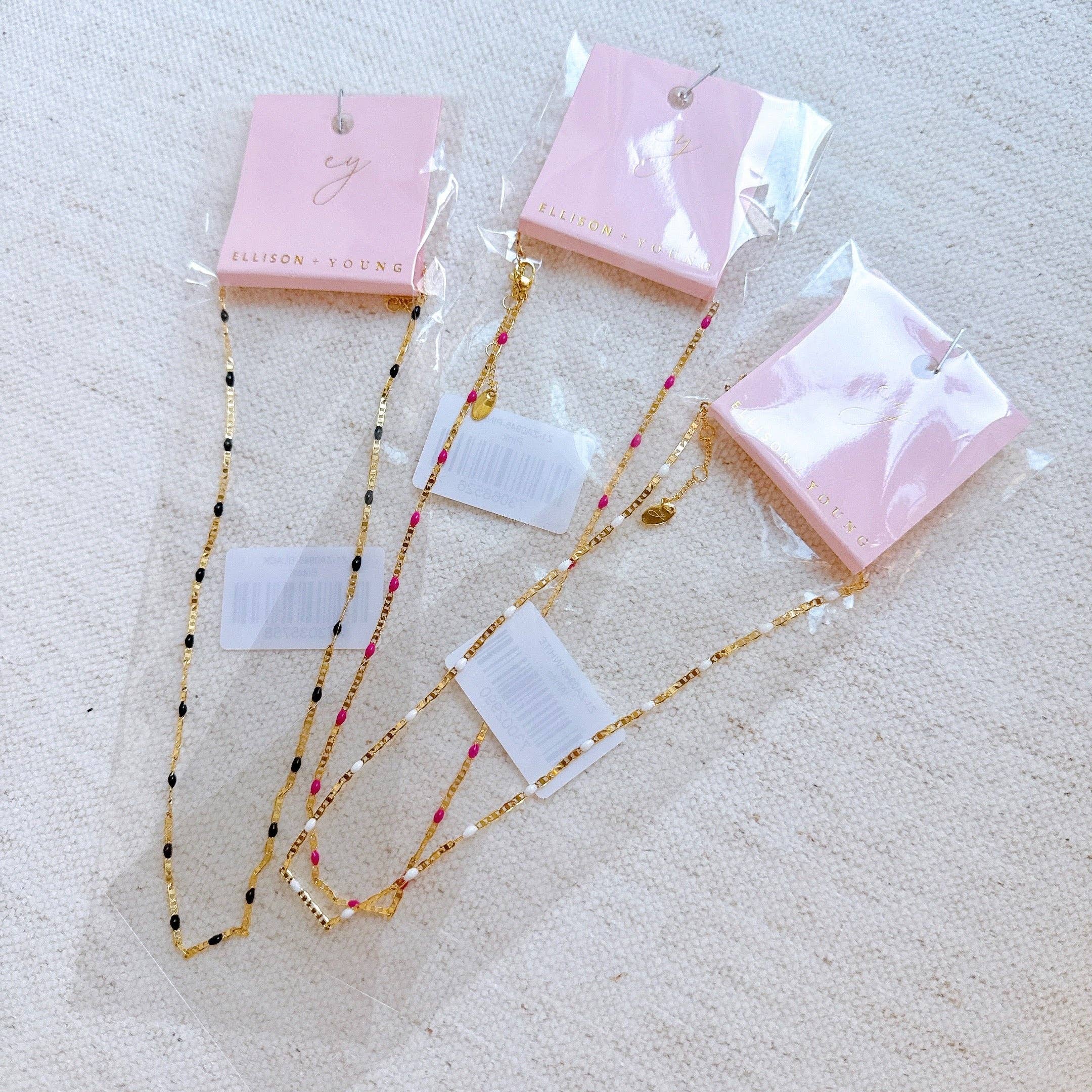 Color Pop Enamel Chain Necklace: Pink