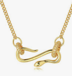 Snake Pendant Pavé Charm Necklace 