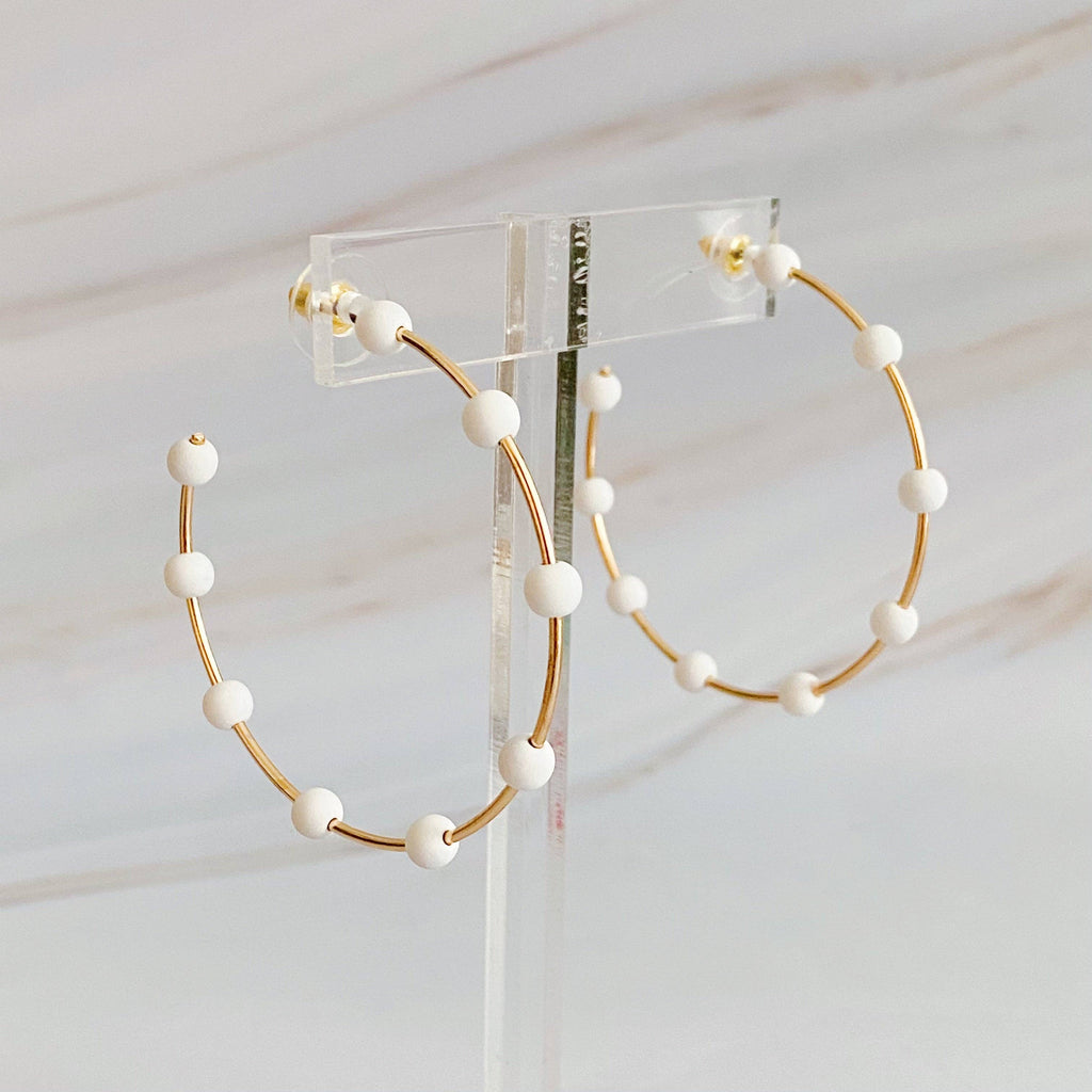 Games On Cloud Nine Hoop Earrings: White