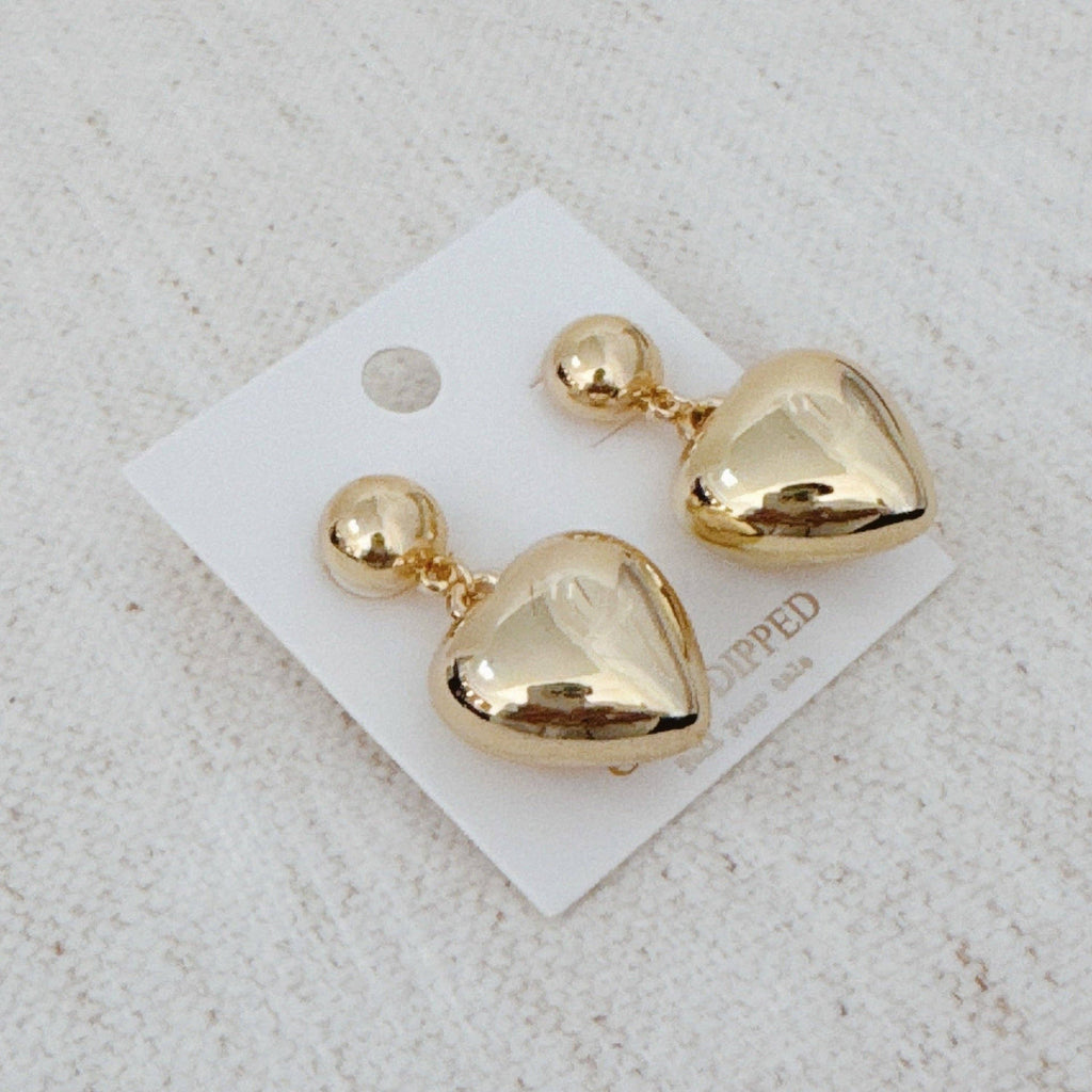 Puff Dangle Heart Earrings