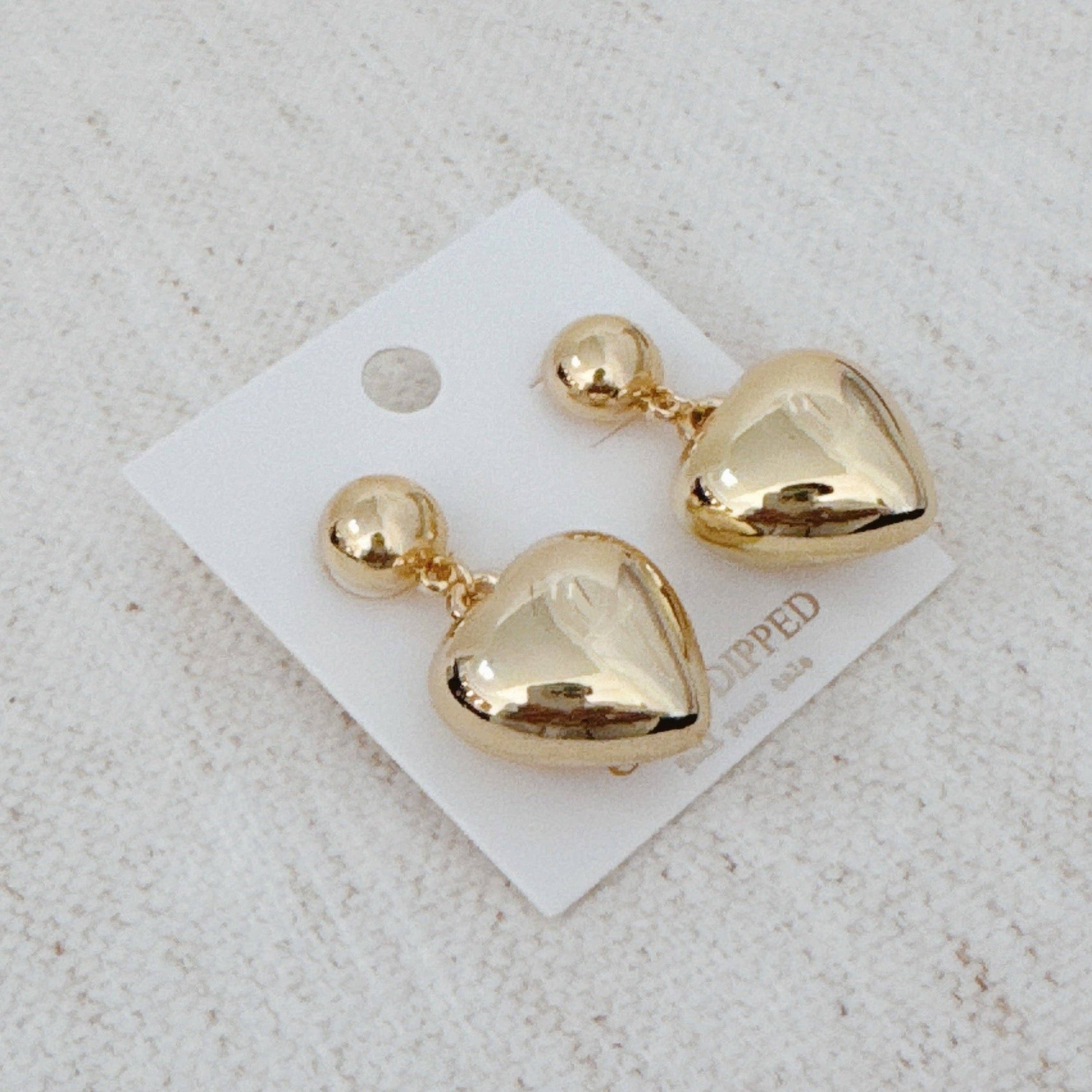 Puff Dangle Heart Earrings