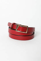 Asymmetrical Buckle Belt- Red
